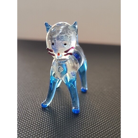 Unbranded Other - Vintage 70's  Clear  Cat Standing  Blue Hong Kong